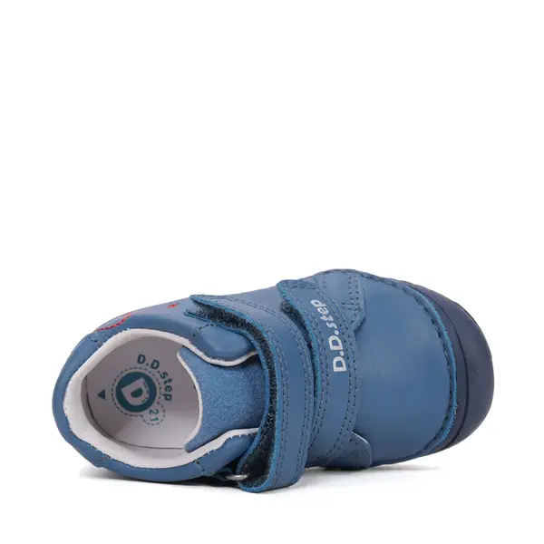 Pantofi D.D Step Baieti, piele naturala, captuseala din piele, talpa flexibila, bleumarin, design cu OZN_S082-61612A-21_Pebebe