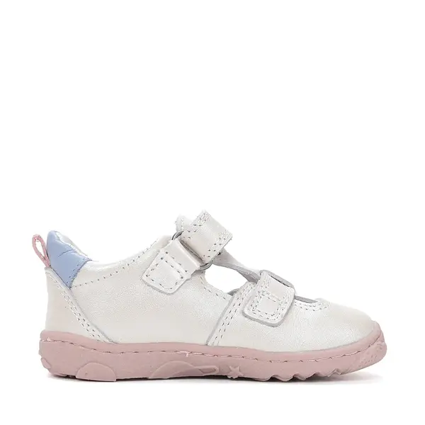 Pantofi D.D.Step copii, barefoot, piele naturala, decupati, primii pași, alb sidef_H077-61288F-24_Pebebe