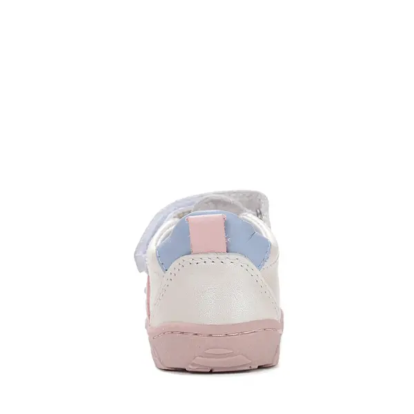 Pantofi D.D.Step copii, barefoot, piele naturala, decupati, primii pași, alb sidef_H077-61288F-21_Pebebe