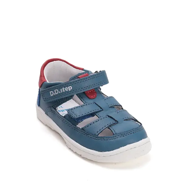 Pantofi D.D.Step copii, barefoot, piele naturala, decupati, primii pași, albastru_H077-61979-20_Pebebe