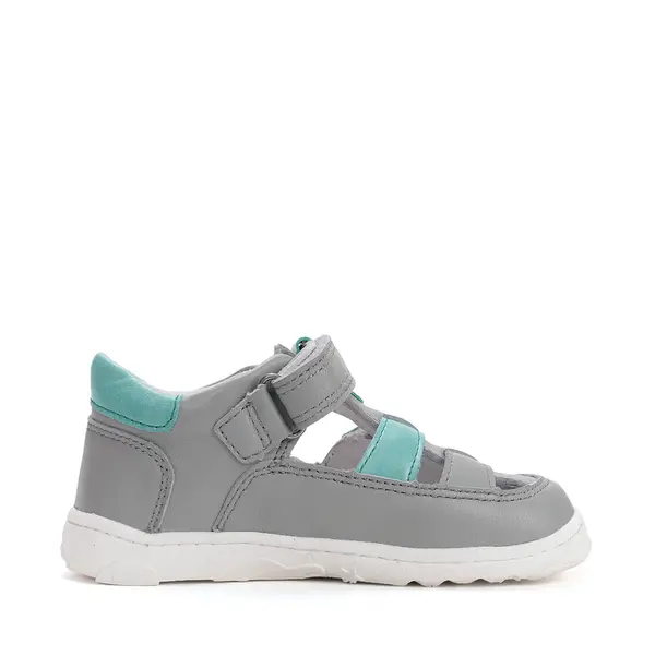 Pantofi D.D.Step copii, barefoot, piele naturala, decupati, primii pași, gri_H077-61979B-21_Pebebe