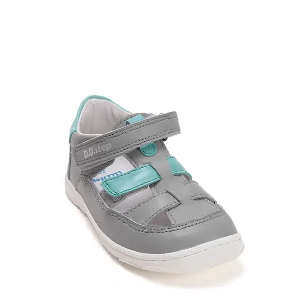 Pantofi D.D.Step copii, barefoot, piele naturala, decupati, primii pași, gri_H077-61979B-21_Pebebe