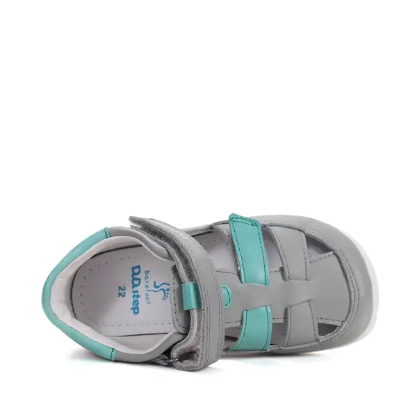 Pantofi D.D.Step copii, barefoot, piele naturala, decupati, primii pași, gri_H077-61979B-21_Pebebe