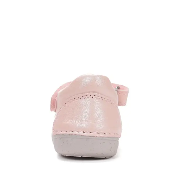 Pantofi D.D.Step, fete, piele naturala, decupati, primii pași, roz sidef cu inimioare_H066-61513-20_Pebebe