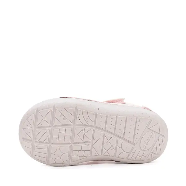 Pantofi D.D.Step, fete, piele naturala, decupati, primii pași, roz sidef cu inimioare_H066-61513-20_Pebebe
