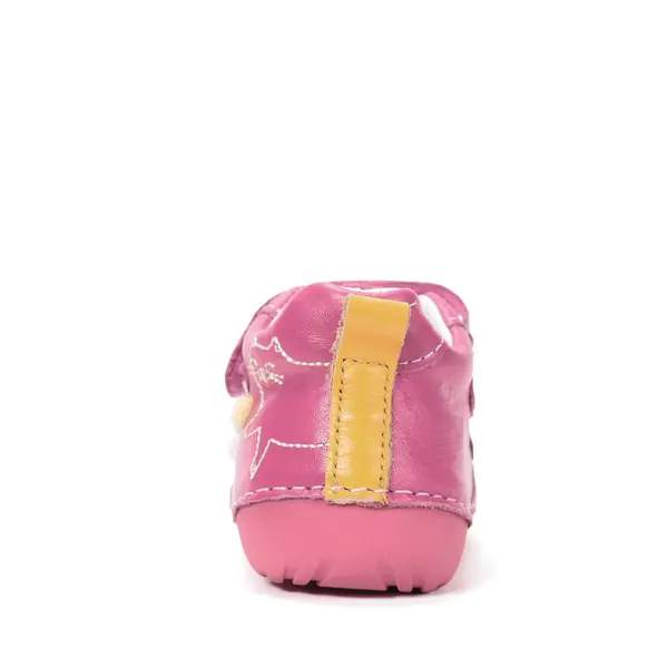 Pantofi D.D. Step fete, primii pasi, piele naturala, talpa flexibila, fuchsia cu pisică_S015-61267A-24_Pebebe
