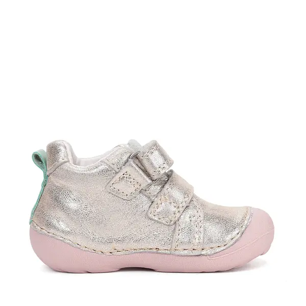 Pantofi D.D. Step fete, primii pasi, piele naturala, talpa flexibila, auriu cu pisică_S015-61267B-24_Pebebe
