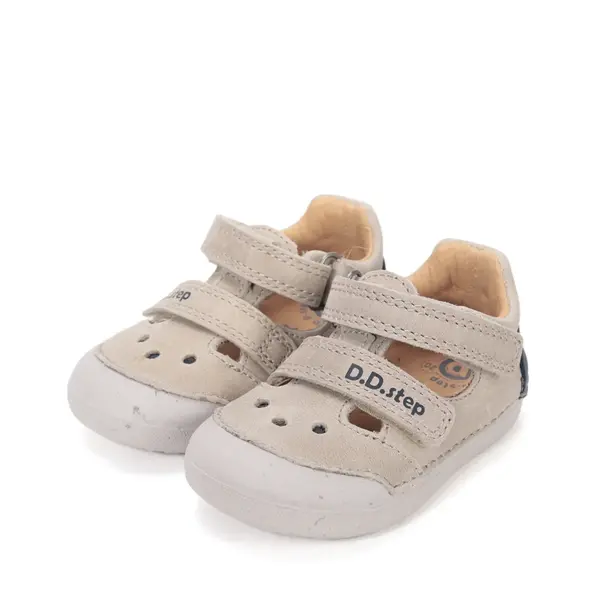 Pantofi D.D.Step, primii pasi, din piele naturala, decupati, primii pași, bej_H066-61530-20_Pebebe