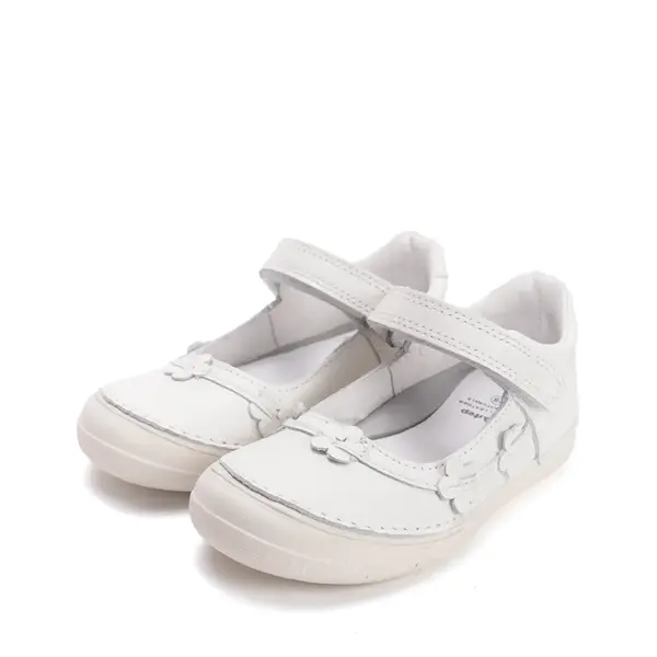 Pantofi fete, balerini, piele naturala, design cu flori, alb D.D.Step_H078-61856M-27_Pebebe