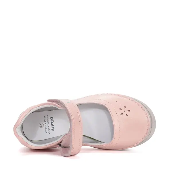 Pantofi fete, balerini, piele naturala, design cu flori, roz perlat, D.D.Step_H078-61794BM-29_Pebebe
