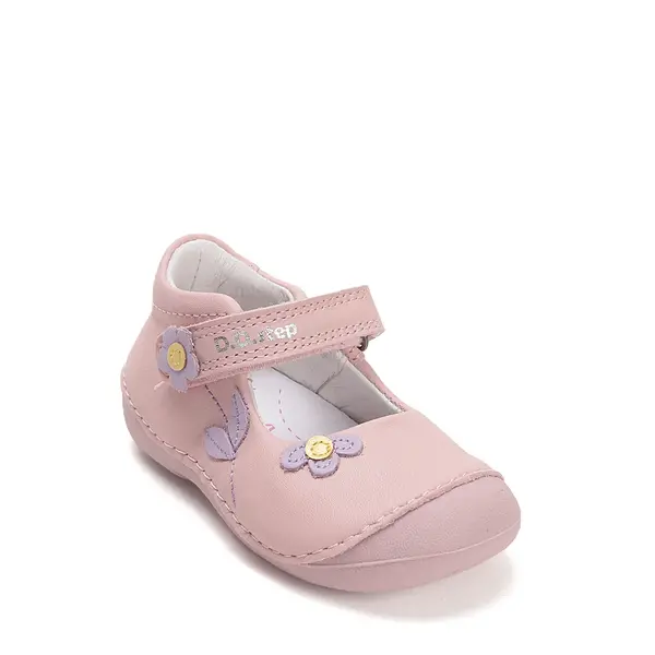 Pantofi fete, piele naturala, decupati, primii pași, roz cu flori, D.D. Step_H015-61614A-20_Pebebe