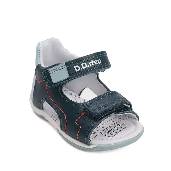 Sandale baieti cu varf deschis, piele naturala, talpa flexibila, bleumarin, D.D. Step_G111-61179B-20_Pebebe