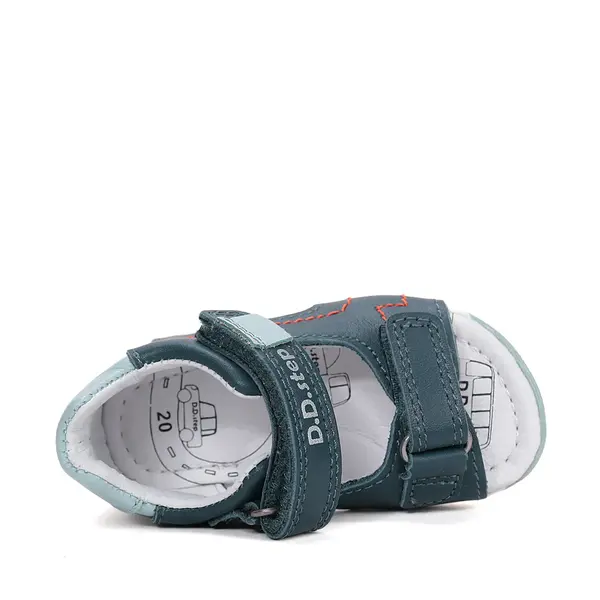 Sandale baieti cu varf deschis, piele naturala, talpa flexibila, bleumarin, D.D. Step_G111-61179BM-29_Pebebe