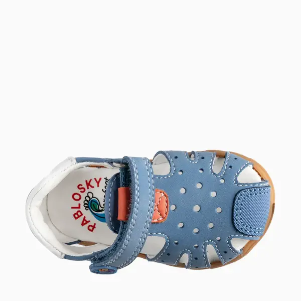 Sandale Barefoot baieti, Pablosky, albastru, Nobuck-Tech, inchidere cu scai_067444-19_Pebebe