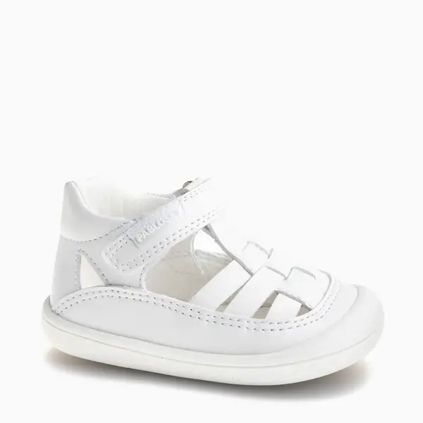 Sandale Barefoot bebe unisex Pablosky, albe, Leader Tech, inchidere cu scai_049005-18_Pebebe