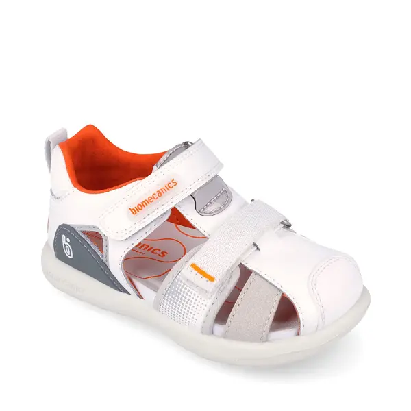 Sandale Biomecanics baieti, piele naturala, talpa flexibila, protectie degete, Bioevolution, alb_262231-B050-25_Pebebe