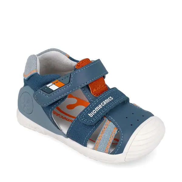 Sandale Biomecanics baieti, piele naturala, talpa flexibila, protectie degete, Biogateo Casual, bleumarin_262123-A556-20_Pebebe