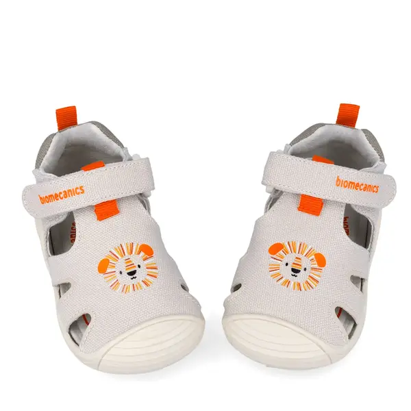 Sandale copii Biomecanics, material textil, talpa flexibila, protectie degete, Biogateo Canvas, bej cu imprimeu_262185-B103-20_Pebebe