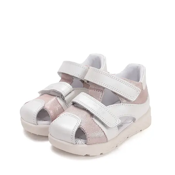 Sandale fete, cu supinatie, piele naturala, ajustare cu doua barete, alb, Ponte20_DA05-6-1808C-27_Pebebe