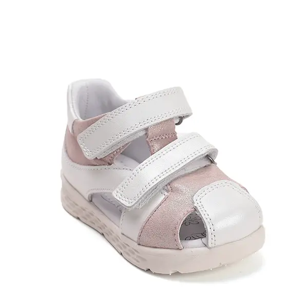 Sandale fete, cu supinatie, piele naturala, ajustare cu doua barete, alb, Ponte20_DA05-6-1808C-27_Pebebe