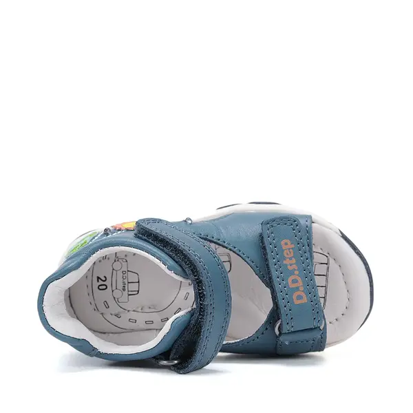 Sandale D.D. Step baieti, piele naturală, LED, albastru, design spatial_G064-61462-21_Pebebe