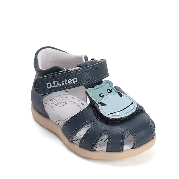 Sandale D.D. Step, Baieti, piele naturala, talpa flexibila, Bleumarin, hipopotam_G075-61516A-25_Pebebe