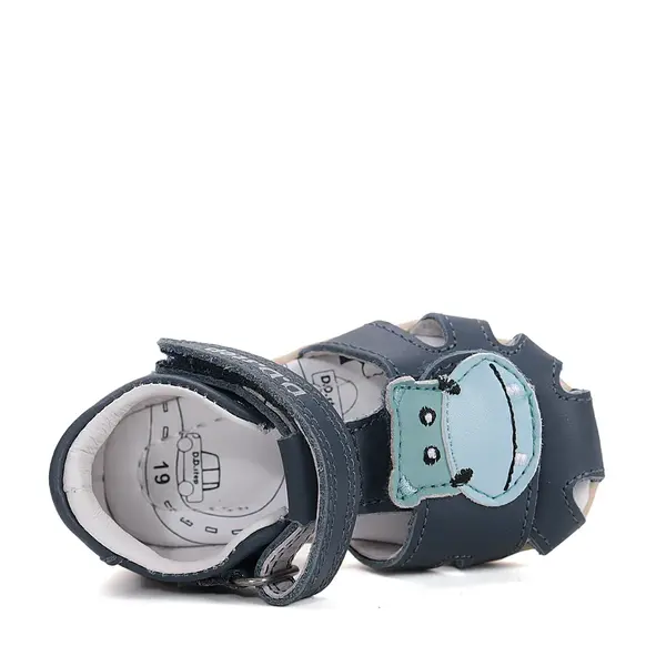 Sandale D.D. Step, Baieti, piele naturala, talpa flexibila, Bleumarin, hipopotam_G075-61516A-20_Pebebe