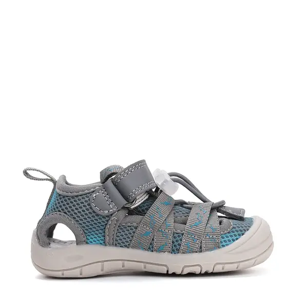 Sandale D.D Step băieți cu uscare rapidă, material textil, gri cu imprimeu_G065-61161B-21_Pebebe