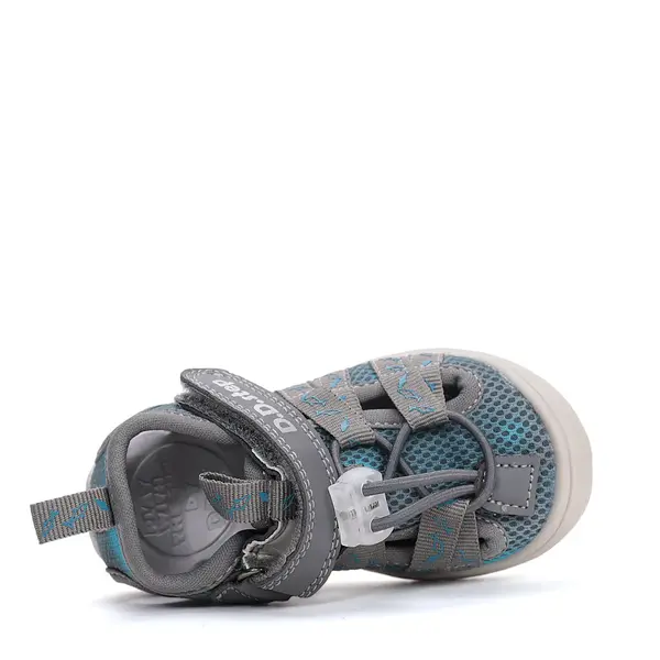 Sandale D.D Step băieți cu uscare rapidă, material textil, gri cu imprimeu_G065-61161BM-30_Pebebe