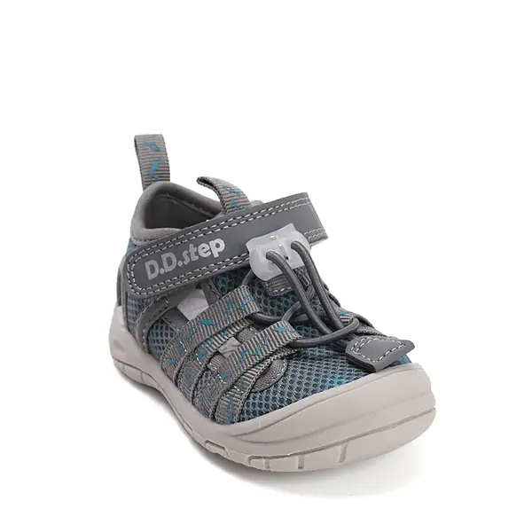 Sandale D.D Step băieți cu uscare rapidă, material textil, gri cu imprimeu_G065-61161BM-30_Pebebe
