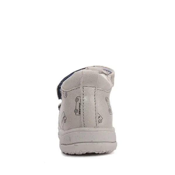 Sandale D.D. Step băieți, piele naturală, gri deschis cu imprimeu camion_G064-61383-20_Pebebe