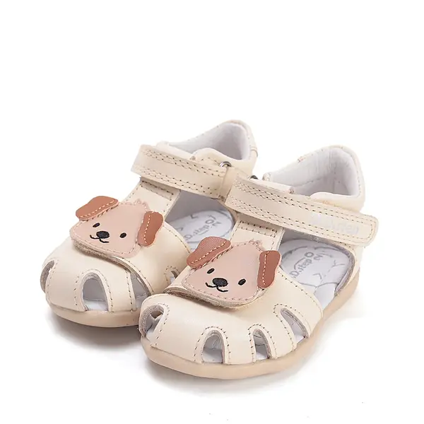 Sandale D.D. Step copii, piele naturala, talpa flexibila, alb unt, caine_G075-61516B-20_Pebebe