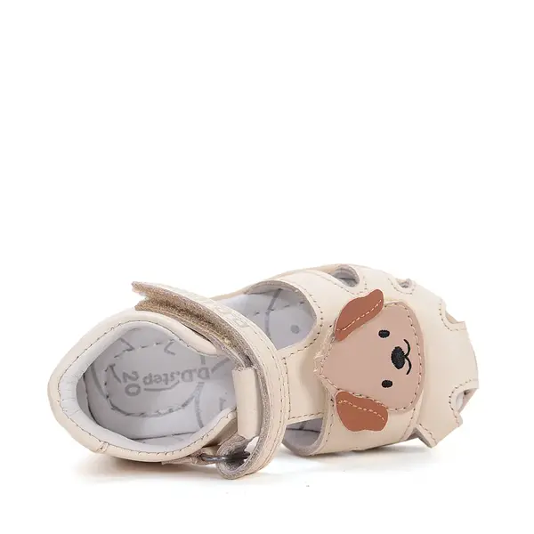 Sandale D.D. Step copii, piele naturala, talpa flexibila, alb unt, caine_G075-61516B-20_Pebebe
