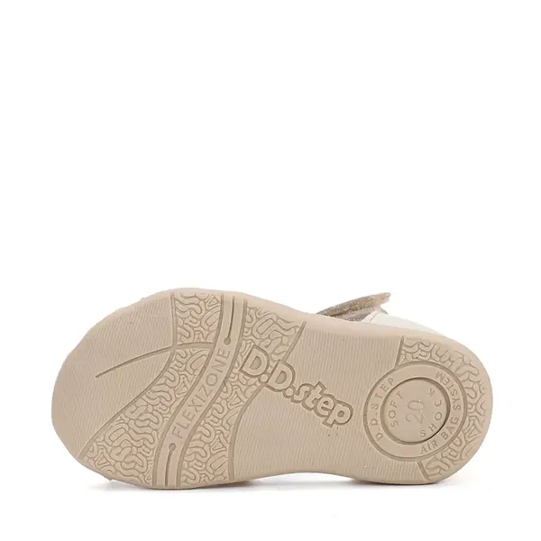 Sandale D.D. Step copii, piele naturala, talpa flexibila, alb unt, caine_G075-61516B-20_Pebebe