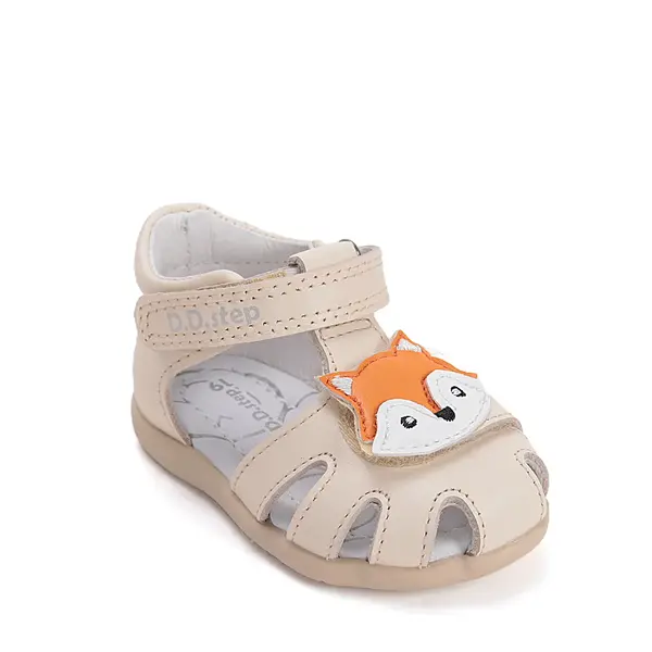 Sandale D.D. Step copii, piele naturala, talpa flexibila, crem, vulpe_G075-61516F-20_Pebebe