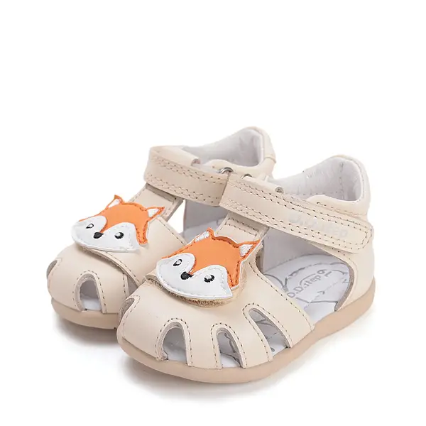 Sandale D.D. Step copii, piele naturala, talpa flexibila, crem, vulpe_G075-61516F-20_Pebebe