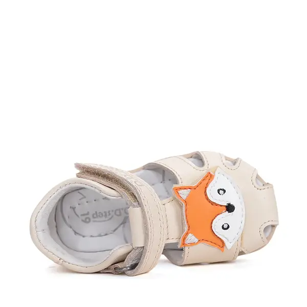 Sandale D.D. Step copii, piele naturala, talpa flexibila, crem, vulpe_G075-61516F-20_Pebebe