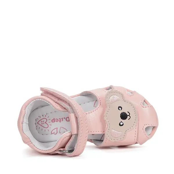 Sandale D.D. Step Fete, piele naturala, talpa flexibila, roz deschis, ursulet_G075-61516D-20_Pebebe