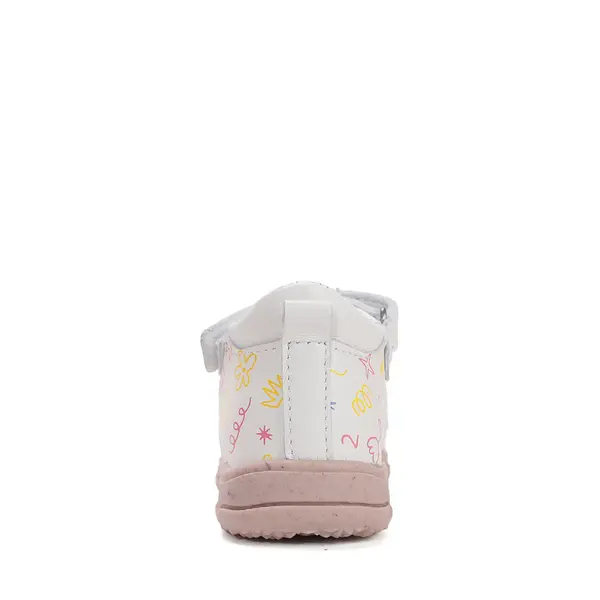 Sandale D.D. Step fete, piele naturală, alb cu imprimeu flori_G064-61994M-29_Pebebe