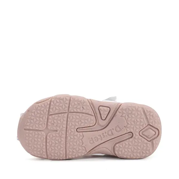 Sandale D.D. Step fete, piele naturală, alb cu imprimeu flori_G064-61994-20_Pebebe