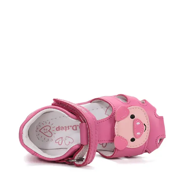 Sandale D.D. Step Fete, piele naturala, talpa flexibila, roz inchis, porcușor_G075-61516C-20_Pebebe