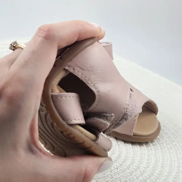Sandale din piele naturala, talpa flexibila, barefoot, roz pudra_RO-800-1-18_Pebebe