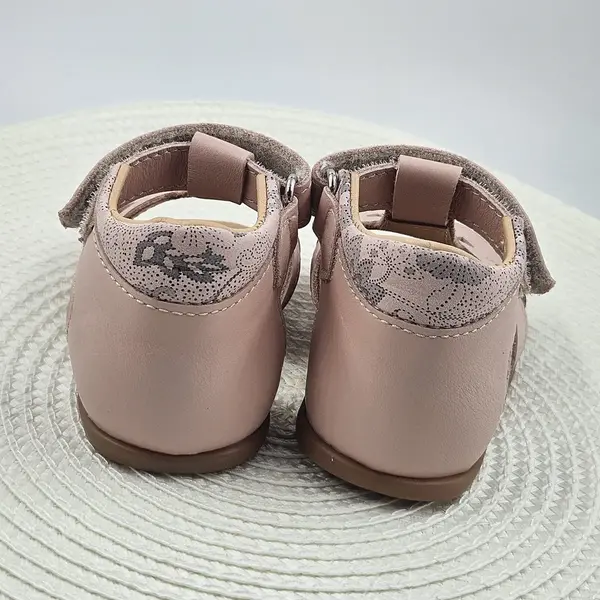 Sandale din piele naturala, talpa flexibila, barefoot, roz pudra_RO-800-1-18_Pebebe