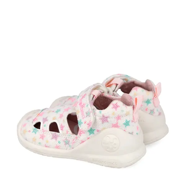 Sandale fete Biomecanics, material textil, talpa flexibila, protectie degete, Biogateo Canvas, alb cu imprimeu_262177-B050-20_Pebebe