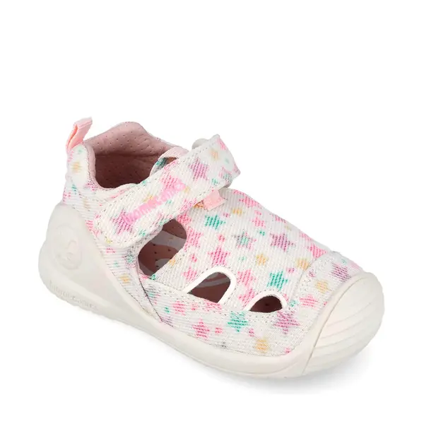 Sandale fete Biomecanics, material textil, talpa flexibila, protectie degete, Biogateo Canvas, alb cu imprimeu_262177-B050-20_Pebebe