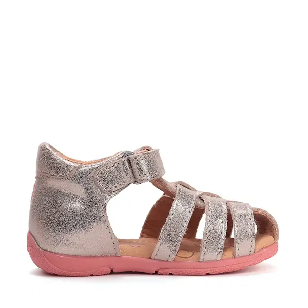 Sandale fete cu barete si ajustare cu 2 scaiuri, piele naturala, talpa flexibila, roz/auriu, D.D.Step_G111-61400-20_Pebebe