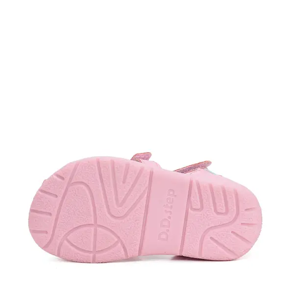 Sandale fete cu barete si ajustare cu 2 scaiuri, piele naturala, talpa flexibila, roz deschis, D.D.Step_G111-61400B-20_Pebebe