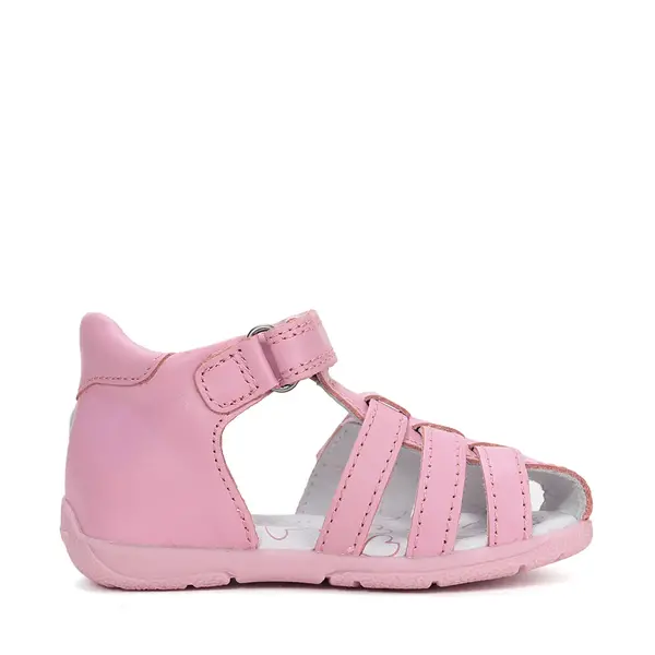 Sandale fete cu barete si ajustare cu 2 scaiuri, piele naturala, talpa flexibila, roz deschis, D.D.Step_G111-61400B-20_Pebebe