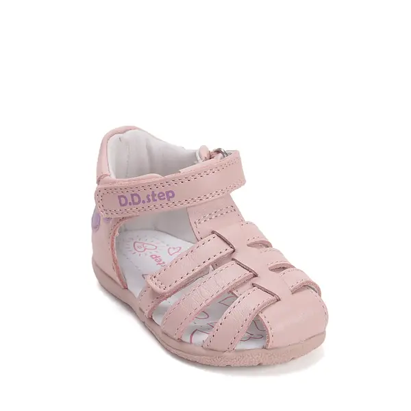 Sandale fete cu barete si ajustare cu 2 scaiuri, piele naturala, talpa flexibila, roz lila, D.D.Step_G111-61400A-20_Pebebe