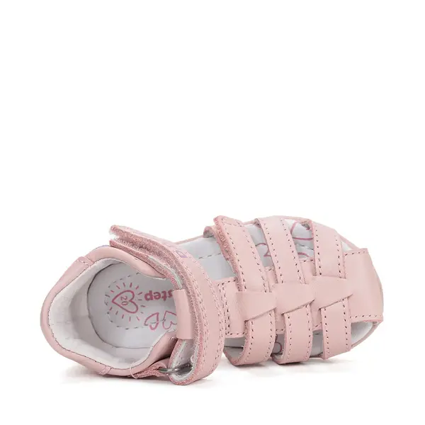 Sandale fete cu barete si ajustare cu 2 scaiuri, piele naturala, talpa flexibila, roz lila, D.D.Step_G111-61400AM-30_Pebebe